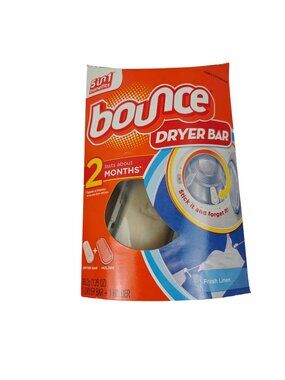 Bounce Dryer Bar Fresh Linen 5-In-1 Softener Lasts 2 Months Includes Holder 3.8o